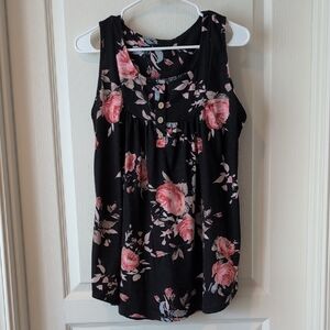 SHEIN Black and Pink Sleeveless Relaxed Tank Top